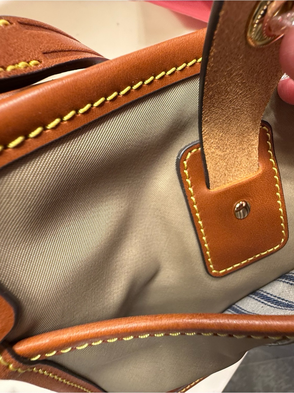 Dooney & Bourke Khaki and Tan Leather-Trim Messenger - Picture 14 of 16